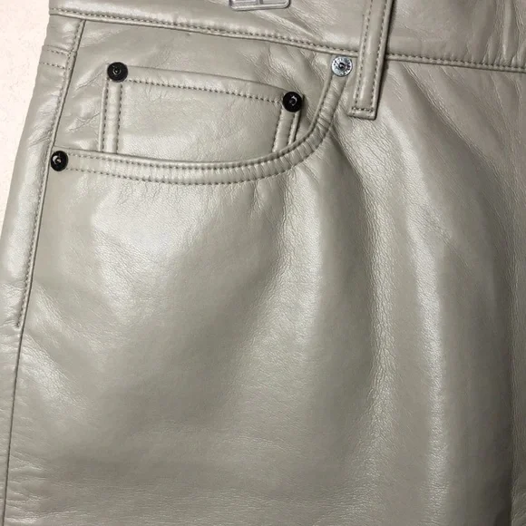 Free People AGOLDE Women's Size 10 Toast Color Recycled Leather Bland Shorts - Picture 4 of 14